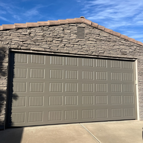Amarr Hillcrest series, short beadboard style terratone color